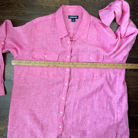 Land's End Bright Pink 100% Linen Blouse Shirt-Extra Large - Picture 7 of 8
